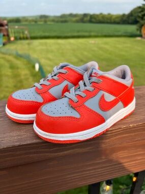 Nike Dunk Low - Toddler Sneakers Size 9C - Orange and Gray